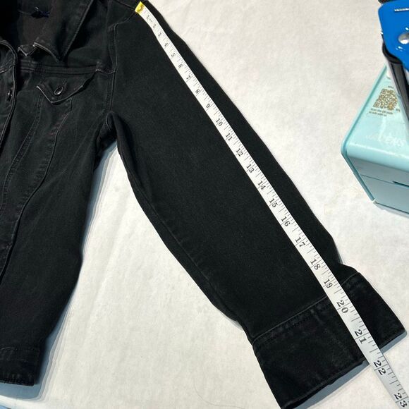 Charter Club Denim Jean Jacket Black Womens Sz Large Petite Button Front Casual - Picture 11 of 11